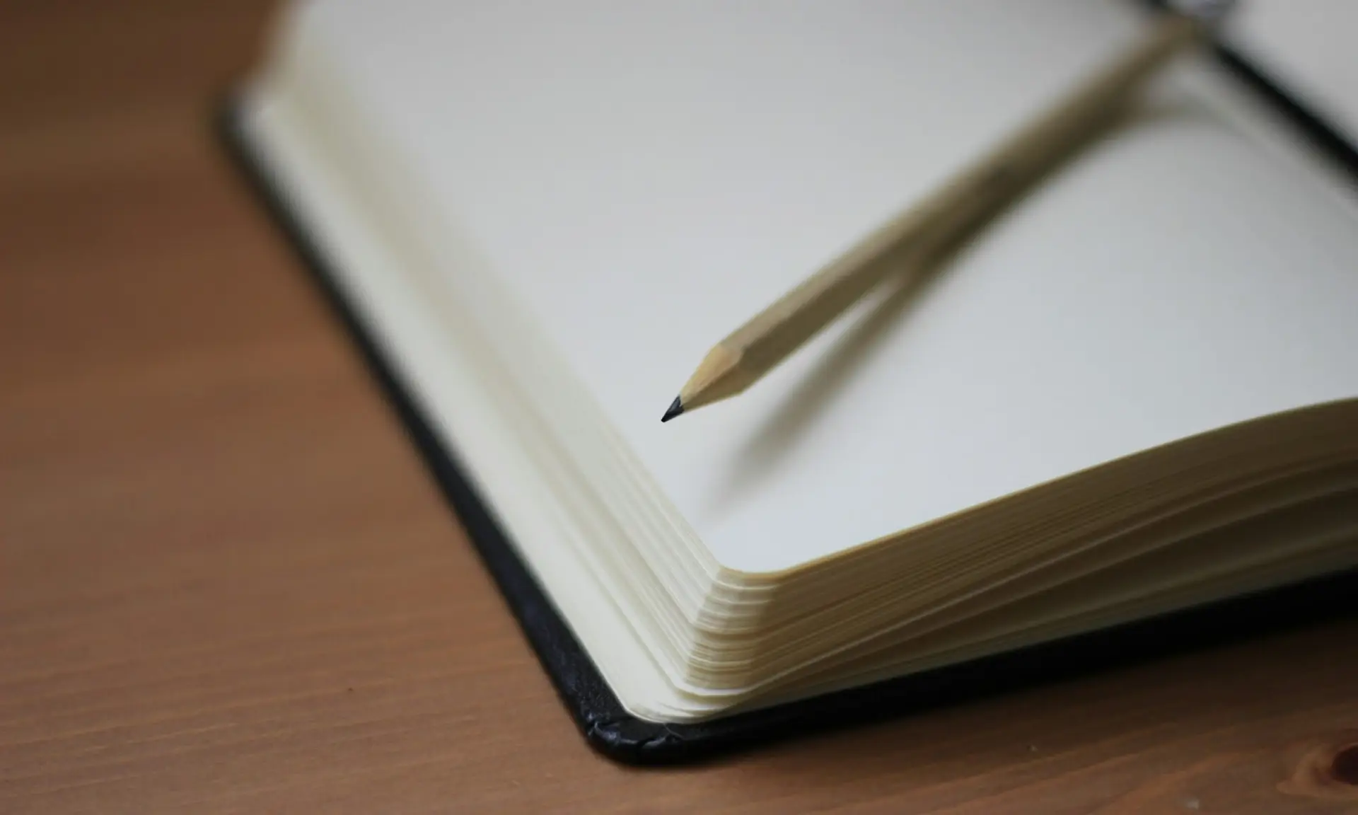 Pencil resting on an open notebook